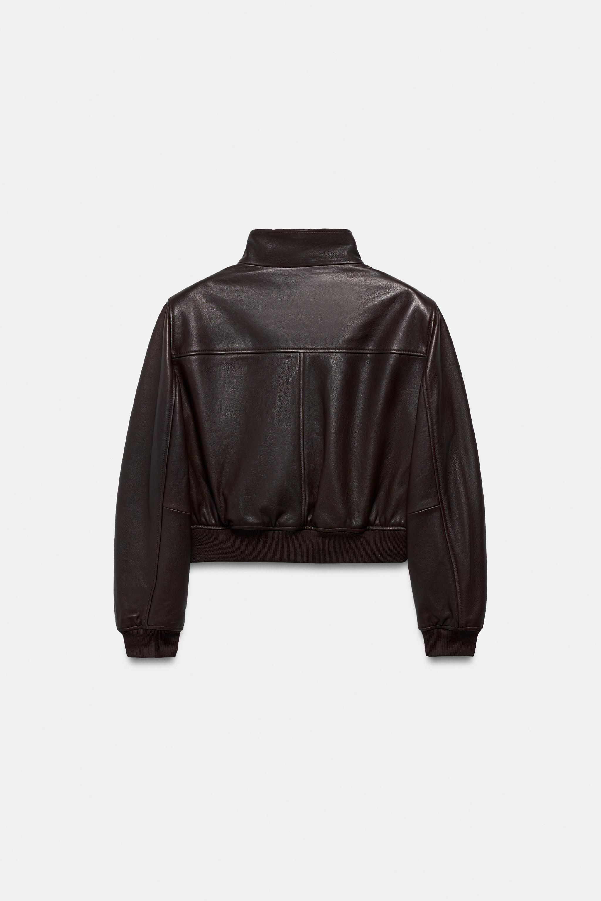 ZW COLLECTION LIMITED EDITION LEATHER BOMBER JACKET WITH SHOULDER PADS